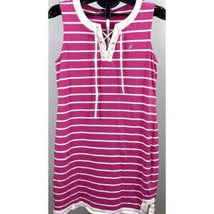 Nautica Women's Pink & White Striped Dress - Size Large
